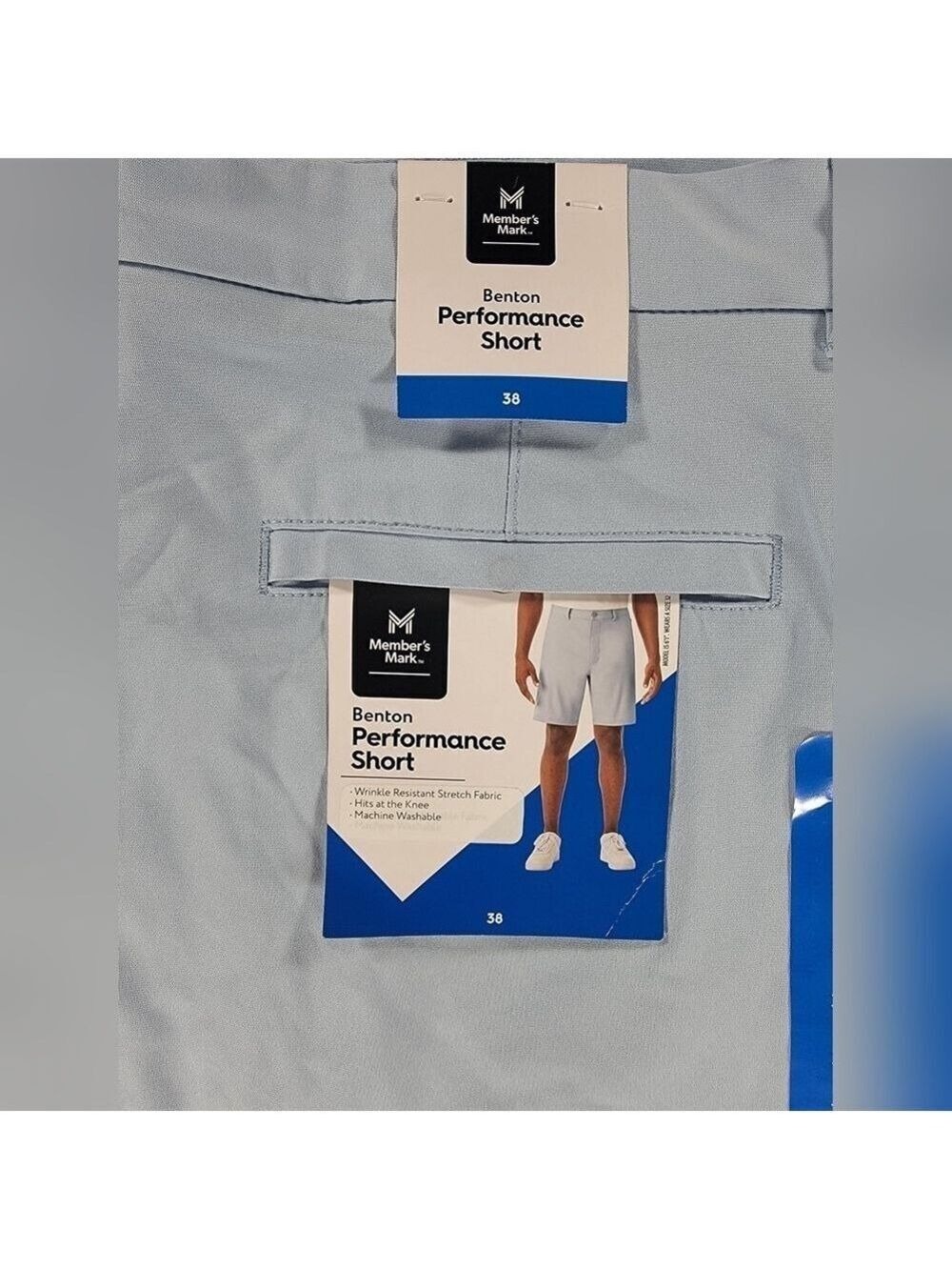 NEW Members Mark Benton Performance Shorts Men's 38 UPF 30 NWT Light Blue Golf